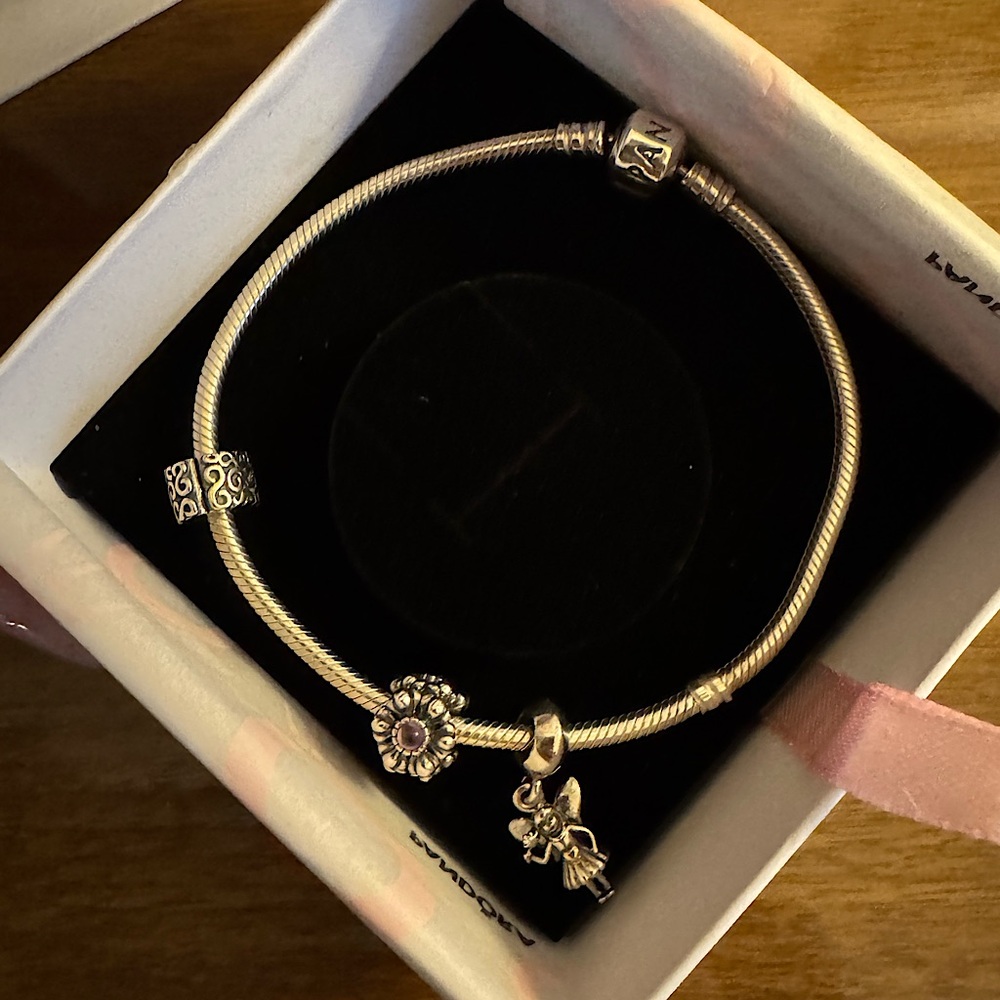 Pandora Authentic Silver Snake Charm Bracelet 9in